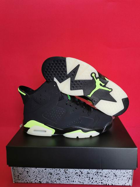 Air Jordan 6 Women's Basketball Shoes Black Green Light-10 - Click Image to Close